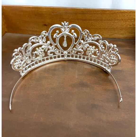 Elegant AB Rhinestone Silver Tone Metal Tiara Bridal Crown - NEW - Picture 2 of 16